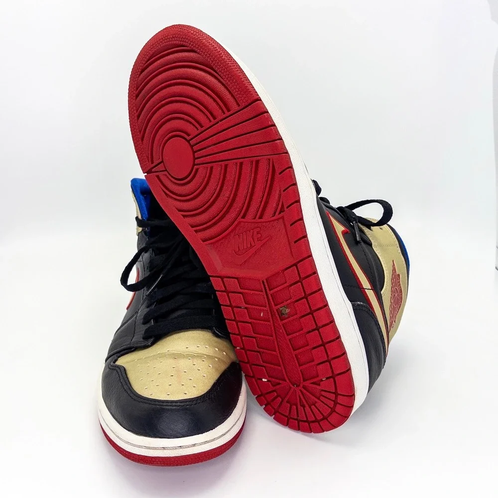 Nike Air Jordan 1 Mid Black Gold Red 554724-013 Men's Size 9 2013 Retro